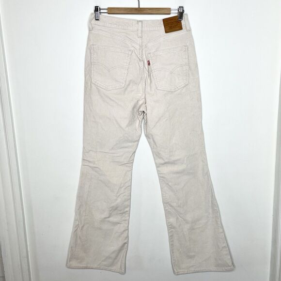 Levis Premium 70s High Flare Corduroy Pants Ivory White Womens 29 Bell Bottom - Picture 6 of 10